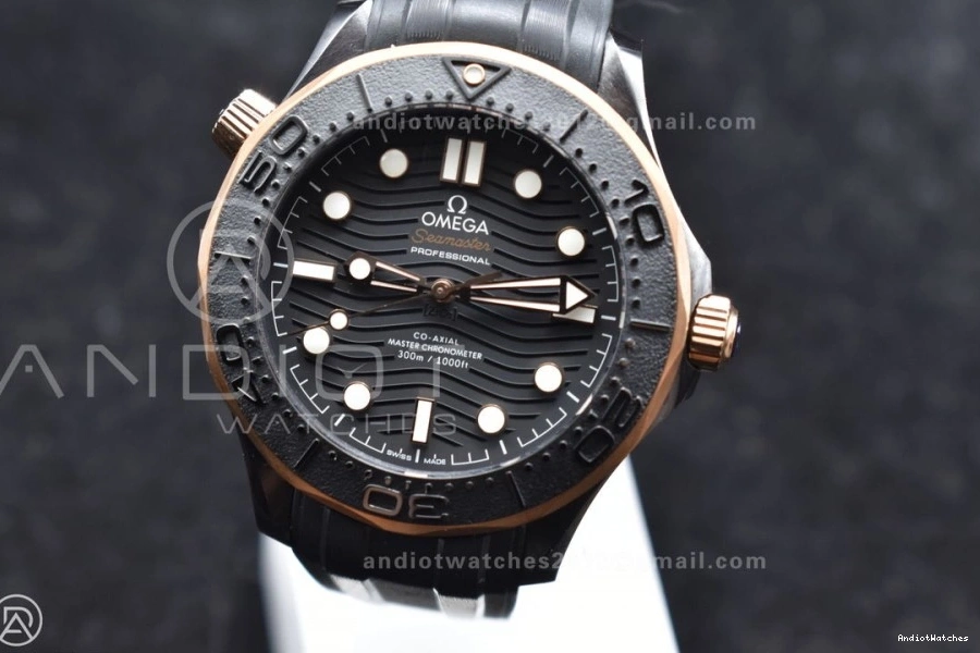 Black A Strap RG 300m Neat 1:1 Dial Seamaster Black VSF 1070 Ceramic Best on Bezel Black Edition 43.5mm Rubber 1112